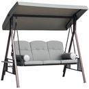 Sol Dias 3 Seater Heavy Duty Patio Swing with Tilt Canopy and Side Table, Light Grey