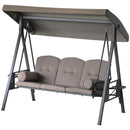 Sol Dias 3 Seater Heavy Duty Patio Swing with Tilt Canopy and Side Table, Brown