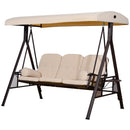 Sol Dias 3 Seater Heavy Duty Patio Swing with Tilt Canopy and Side Table, Beige