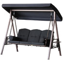 Sol Dias 3 Seater Heavy Duty Patio Swing with Tilt Canopy and Side Table, Black