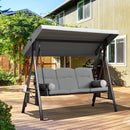 Sol Dias 3 Seater Heavy Duty Patio Swing with Tilt Canopy and Side Table, Light Grey