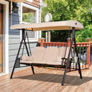 Sol Dias 3 Seater Heavy Duty Patio Swing with Tilt Canopy and Side Table, Beige