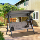 Sol Dias 3 Seater Heavy Duty Patio Swing with Tilt Canopy and Side Table, Brown
