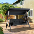 Sol Dias 3 Seater Heavy Duty Patio Swing with Tilt Canopy and Side Table, Black