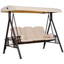 Sol Dias 3 Seater Heavy Duty Patio Swing with Tilt Canopy and Side Table, Beige