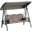 Sol Dias 3 Seater Heavy Duty Patio Swing with Tilt Canopy and Side Table, Brown
