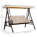 Sol Dias 3 Seater Heavy Duty Patio Swing with Tilt Canopy and Side Table, Beige