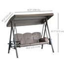 Sol Dias 3 Seater Heavy Duty Patio Swing with Tilt Canopy and Side Table, Brown
