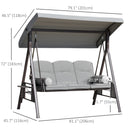 Sol Dias 3 Seater Heavy Duty Patio Swing with Tilt Canopy and Side Table, Light Grey