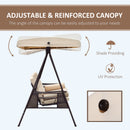 Sol Dias 3 Seater Heavy Duty Patio Swing with Tilt Canopy and Side Table, Beige
