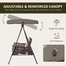 Sol Dias 3 Seater Heavy Duty Patio Swing with Tilt Canopy and Side Table, Brown