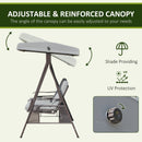 Sol Dias 3 Seater Heavy Duty Patio Swing with Tilt Canopy and Side Table, Light Grey