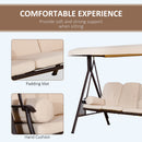 Sol Dias 3 Seater Heavy Duty Patio Swing with Tilt Canopy and Side Table, Beige