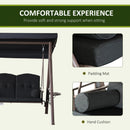 Sol Dias 3 Seater Heavy Duty Patio Swing with Tilt Canopy and Side Table, Black