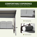 Sol Dias 3 Seater Heavy Duty Patio Swing with Tilt Canopy and Side Table, Light Grey