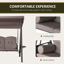 Sol Dias 3 Seater Heavy Duty Patio Swing with Tilt Canopy and Side Table, Brown