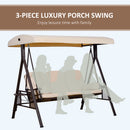 Sol Dias 3 Seater Heavy Duty Patio Swing with Tilt Canopy and Side Table, Beige
