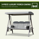 Sol Dias 3 Seater Heavy Duty Patio Swing with Tilt Canopy and Side Table, Light Grey