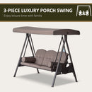 Sol Dias 3 Seater Heavy Duty Patio Swing with Tilt Canopy and Side Table, Brown