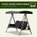 Sol Dias 3 Seater Heavy Duty Patio Swing with Tilt Canopy and Side Table, Black