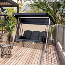 Sol Dias 3 Seater Heavy Duty Patio Swing with Tilt Canopy and Side Table, Black