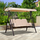 Sol Dias 3 Seater Heavy Duty Patio Swing with Tilt Canopy and Side Table, Beige