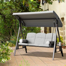 Sol Dias 3 Seater Heavy Duty Patio Swing with Tilt Canopy and Side Table, Light Grey