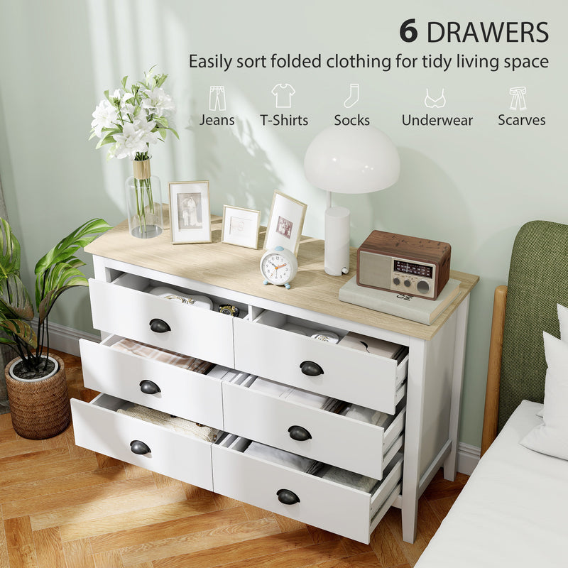 Sommerville 6-Drawer Dresser for Bedroom with Quiet Slides - White