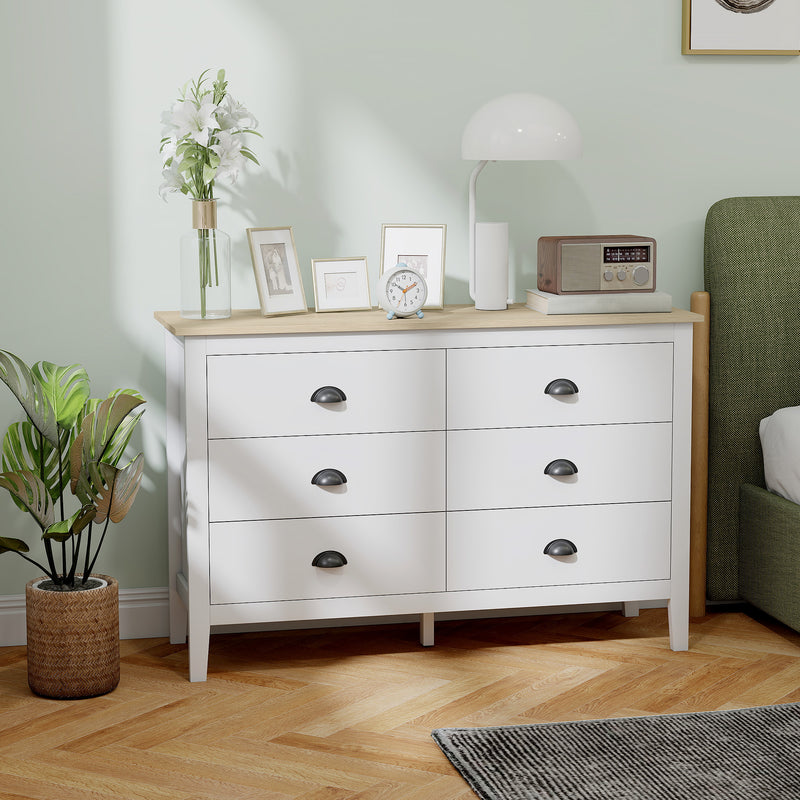 Sommerville 6-Drawer Dresser for Bedroom with Quiet Slides - White