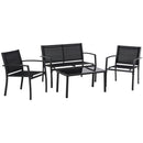 Black outdoor furniture set with two chairs and a sofa on a white background