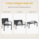 4-piece garden table set with coffee table, loveseat, and two single chairs, ideal for outdoor use.