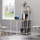 Space Saving Fold Out Desk Table Bookshelf - White and Natural