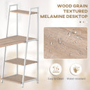 Space Saving Fold Out Desk Table Bookshelf - White and Natural