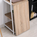 Space Saving Fold Out Desk Table Bookshelf - White and Natural