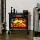 Stove Look Electric Fireplace with 1500W Infrared Heater with Realistic Flame, Black