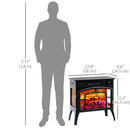 Stove Look Electric Fireplace with 1500W Infrared Heater with Realistic Flame, Black