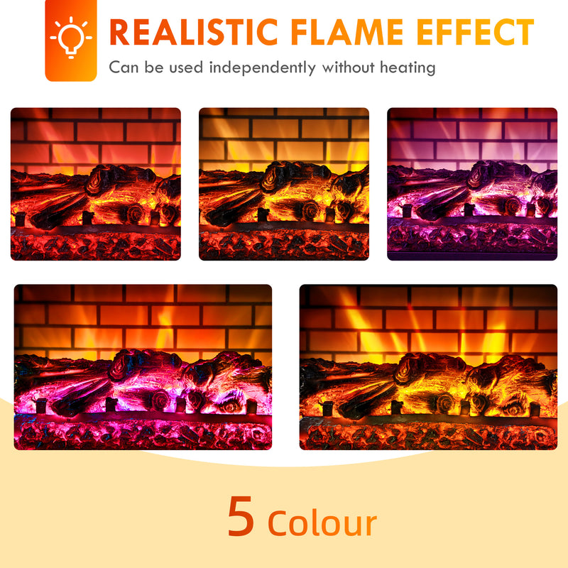 Stove Look Electric Fireplace with 1500W Infrared Heater with Realistic Flame, Black