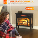 Stove Look Electric Fireplace with 1500W Infrared Heater with Realistic Flame, Black