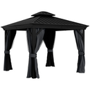 Gazebos, Tamerlaine 10' x 12' Steel Roof Outdoor Gazebo Shelter with Vented Roof and Aluminum Frame - Dark Grey - Seasonal Overstock