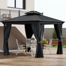 Gazebos, Tamerlaine 10' x 12' Steel Roof Outdoor Gazebo Shelter with Vented Roof and Aluminum Frame - Dark Grey - Seasonal Overstock