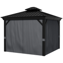 Gazebos, Tamerlaine 10' x 12' Steel Roof Outdoor Gazebo Shelter with Vented Roof and Aluminum Frame - Dark Grey - Seasonal Overstock