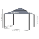 Gazebos, Tamerlaine 10' x 12' Steel Roof Outdoor Gazebo Shelter with Vented Roof and Aluminum Frame - Dark Grey - Seasonal Overstock