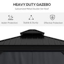 Gazebos, Tamerlaine 10' x 12' Steel Roof Outdoor Gazebo Shelter with Vented Roof and Aluminum Frame - Dark Grey - Seasonal Overstock