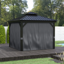 Gazebos, Tamerlaine 10' x 12' Steel Roof Outdoor Gazebo Shelter with Vented Roof and Aluminum Frame - Dark Grey - Seasonal Overstock