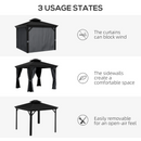 Gazebos, Tamerlaine 10' x 12' Steel Roof Outdoor Gazebo Shelter with Vented Roof and Aluminum Frame - Dark Grey - Seasonal Overstock