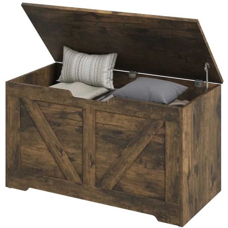 Timber Nest 100L Storage Bench Chest Toy Storage Box  - Brown Wood Grain