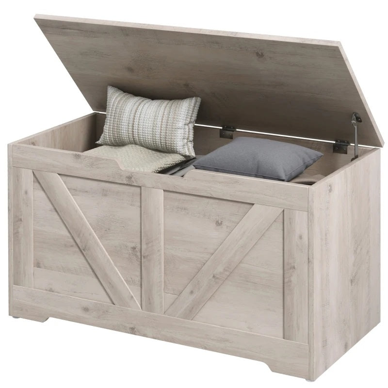 Timber Nest 100L Storage Bench Chest Toy Storage Box  - Grey Wood Grain