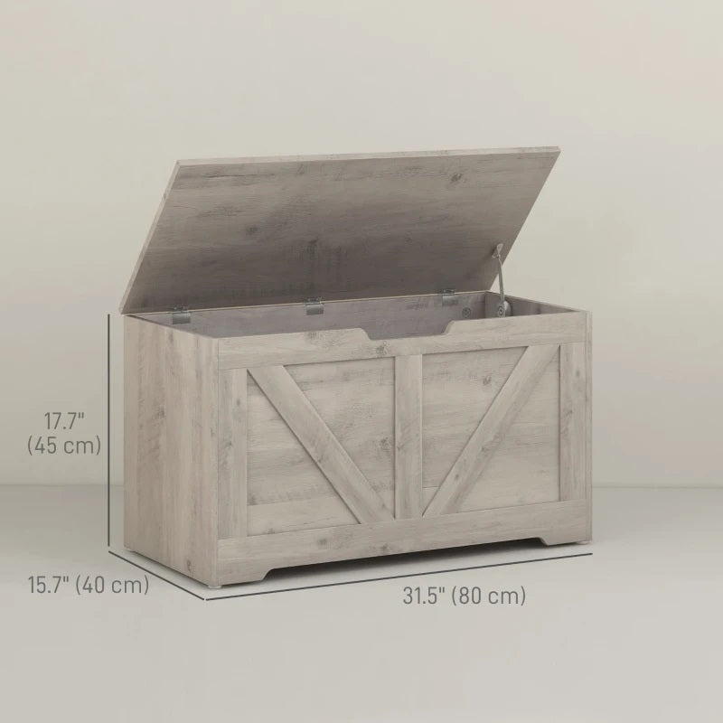 Timber Nest 100L Storage Bench Chest Toy Storage Box  - Grey Wood Grain