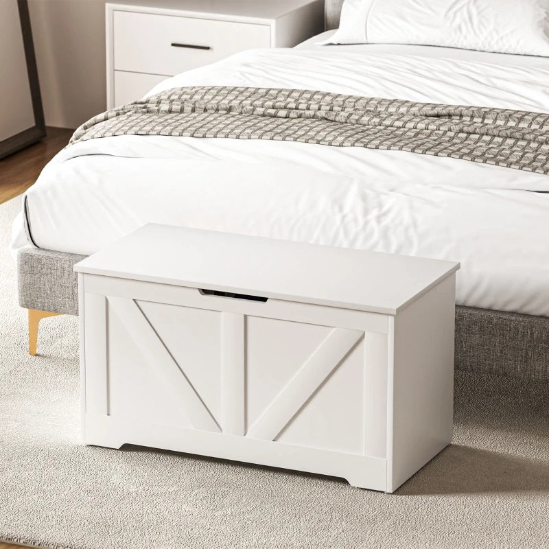 Timber Nest 100L Storage Bench Chest Toy Storage Box  - White Wood Grain