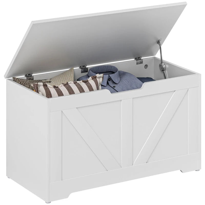 Timber Nest 100L Storage Bench Chest Toy Storage Box  - White Wood Grain